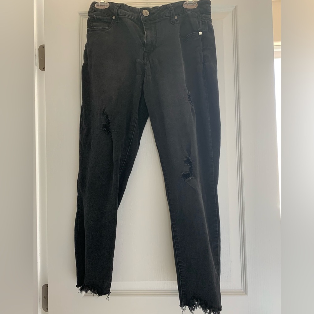 1822 Black Distressed Denim Skinny Jeans Size 31